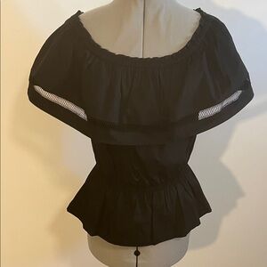 Donna Karan Black Ruffled Blouse